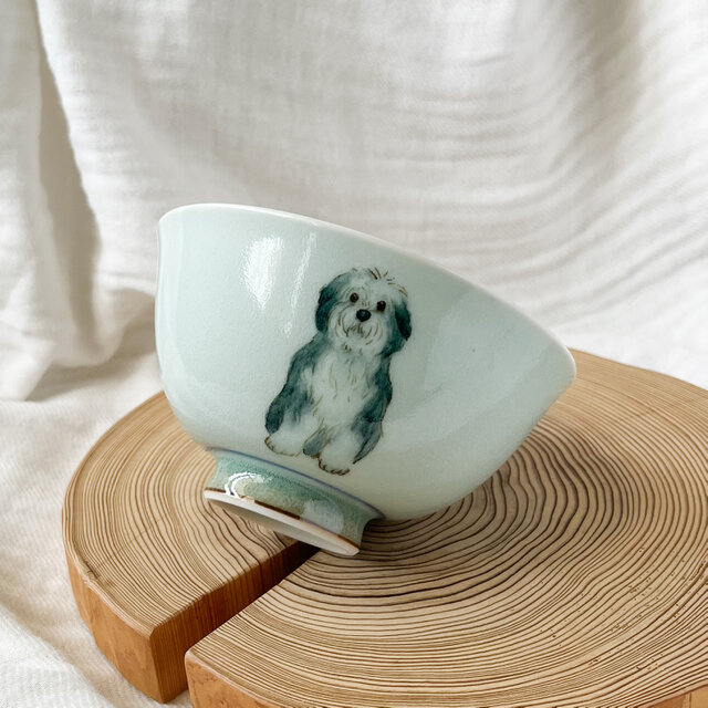チコロット❤️Mサイズ❤️すべて手描き❤️染付け❤️ご飯茶碗❤️お雑煮やぜんざいに❤️可愛い❤️犬