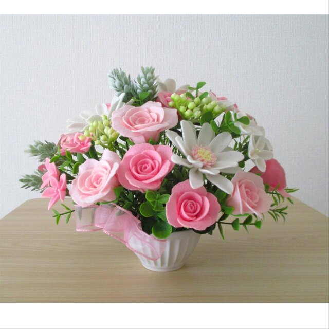 【期間限定SALE☆45％OFF】【￥11500→￥6320】ベビーピンクローズ＊フェルトフラワー 結婚祝い 出産祝い