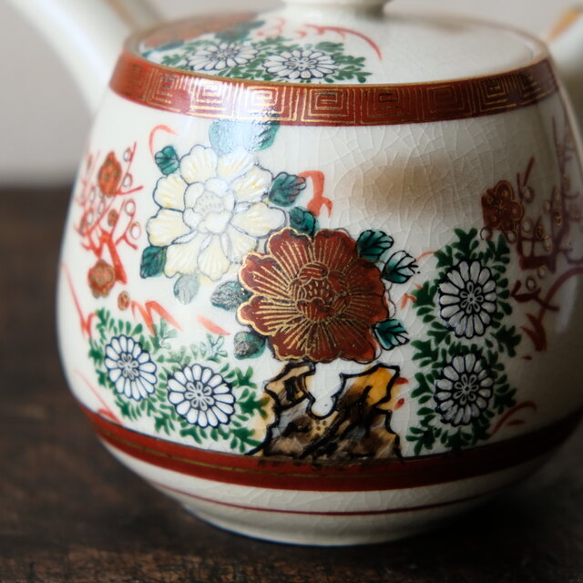 九谷焼　木米　花瓶　花器　色絵　赤絵　昭和レトロ　時代物　フラワーベース 九谷焼 木米 花瓶 花器 色絵 赤絵 昭和レトロ 時代物 フラワー