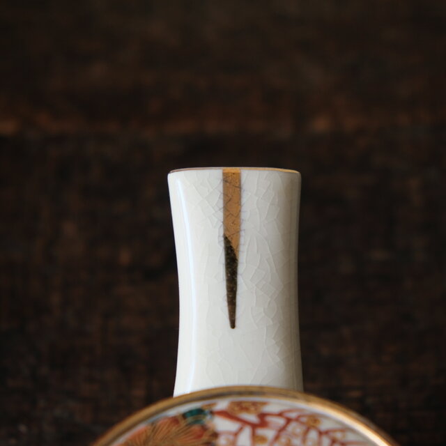 サマー特価¥4400→¥2000】赤と白に芍薬◇九谷焼 花文赤絵金彩急須 丁寧