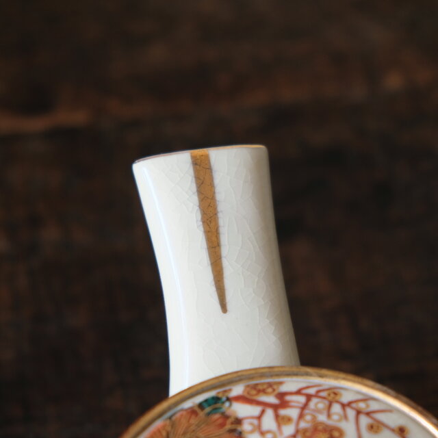サマー特価¥4400→¥2000】赤と白に芍薬◇九谷焼 花文赤絵金彩急須 丁寧