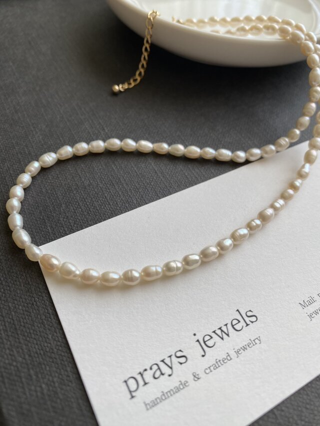 Pearls Necklaces:普段使いの淡水パールネックレス ホワイトパール 