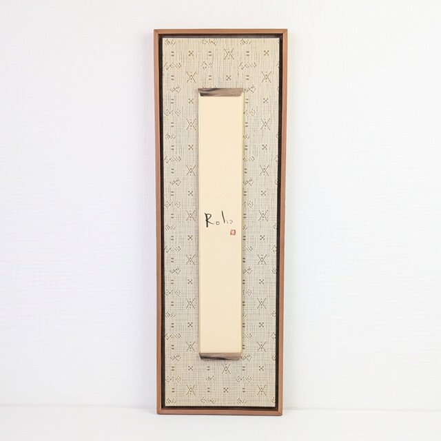 天然木　無垢　吉野杉材、黒柿　表具裂地　短冊掛け