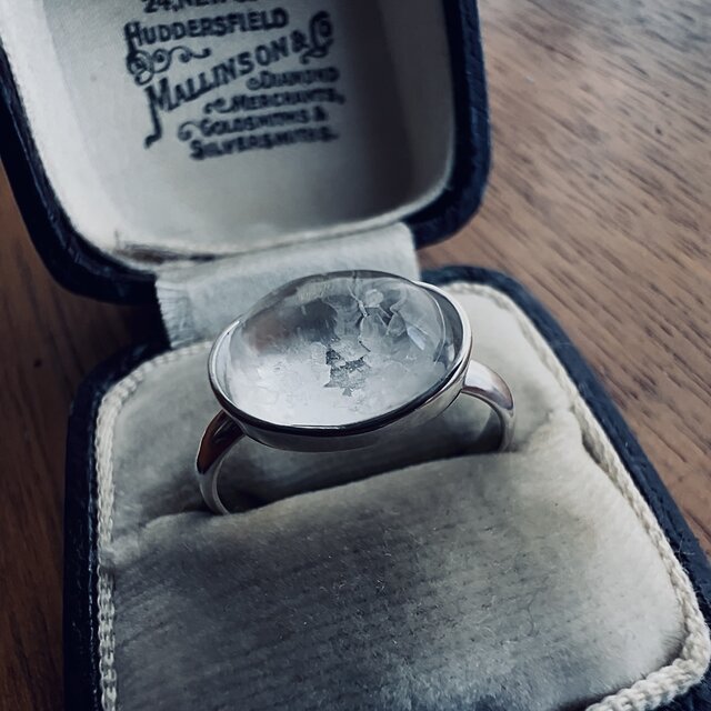 鉱物標本リング Calcite in Quartz