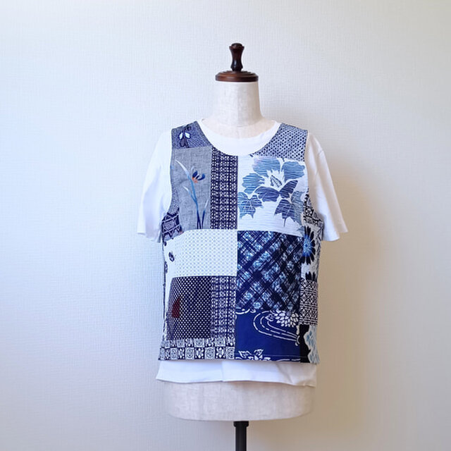 浴衣リメイク パッチワークベスト 彩 | iichi 日々の暮らしを心地よく