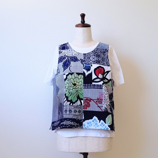 浴衣リメイク パッチワークベスト 彩 | iichi 日々の暮らしを心地よく