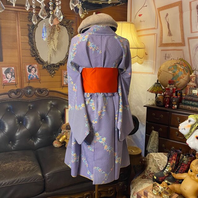 着物リメイク ミニミディ ワンピース／ドレス／洗える化繊 名古屋帯