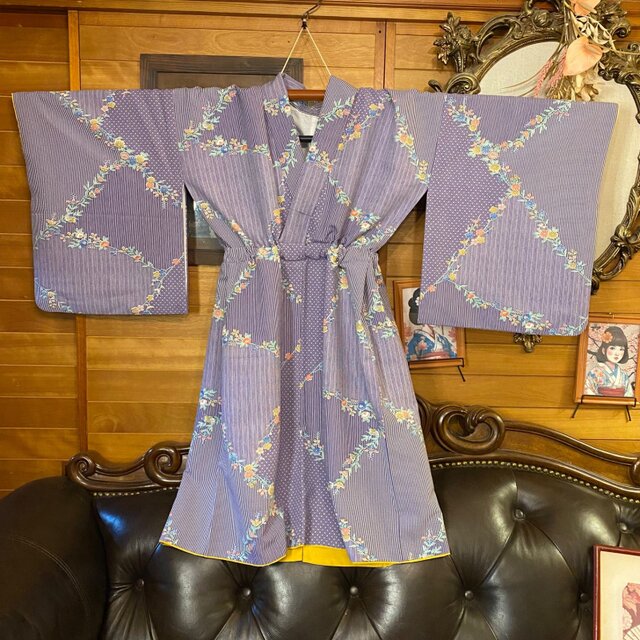 着物リメイク ミニミディ ワンピース／ドレス／洗える化繊 名古屋帯