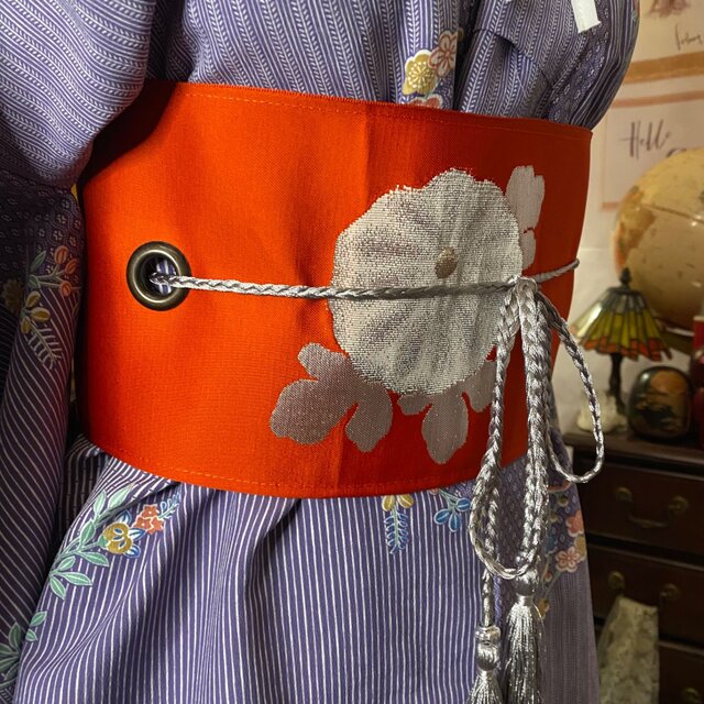 着物リメイク ミニミディ ワンピース／ドレス／洗える化繊 名古屋帯