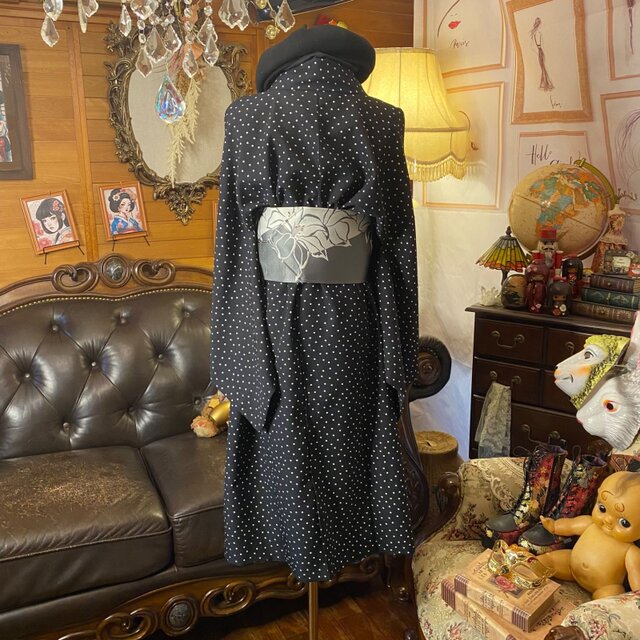 着物リメイク ワンピース／ドレス／洗える化繊 名古屋帯サッシュベルト