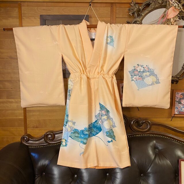 付け下げ着物リメイク ミニミディ ワンピース／ドレス／洗える化繊