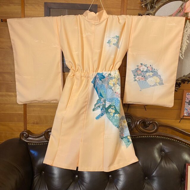 付け下げ着物リメイク ミニミディ ワンピース／ドレス／洗える化繊