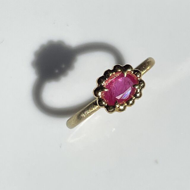 ルビー オーバルカット シルバーリング ルビー オーバルカット6×4 丸つぶ取り巻き シルバーSV925リング