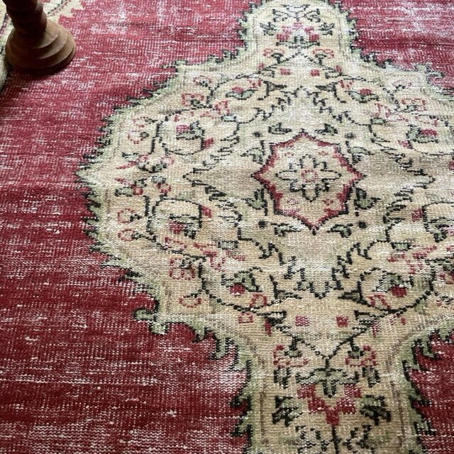 超大判184×299 アンティークレッド　メダリオン　トルコヴィンテージラグ 超大判184×299 アンティークレッド メダリオン トルコ