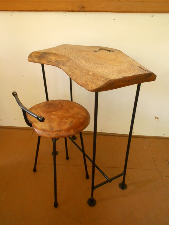 　けやきアイアンカフェテーブル　07-26 　(テーブルのみ）