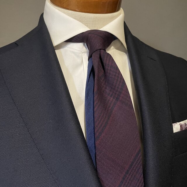 【限定】2way ナロー　ネクタイ　チェック　プレゼント　ギフト　バイカラー　【別途】名入れ　イニシャル　刺繍　