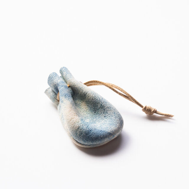 藍染鹿革巾着袋　222788