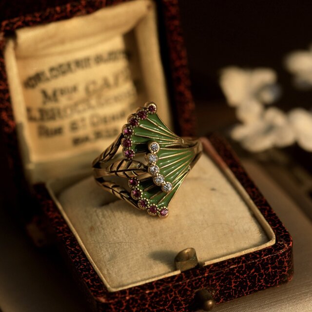 221　クラフト　緑の記憶 – イチョウモチーフのリング