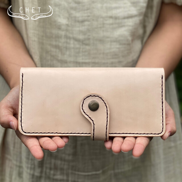 【刻印無料】レザー長財布 牛ヌメ革 お札もコインもカードもたっぷり入る本革レディース／メンズ財布