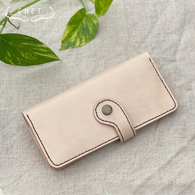 刻印無料】レザー長財布 牛ヌメ革 お札もコインもカードもたっぷり入る