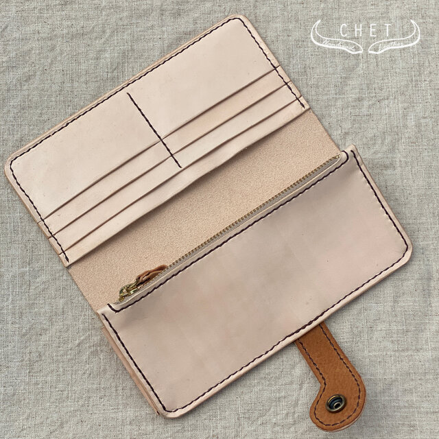 刻印無料】レザー長財布 牛ヌメ革 お札もコインもカードもたっぷり入る