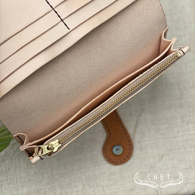 刻印無料】レザー長財布 牛ヌメ革 お札もコインもカードもたっぷり入る