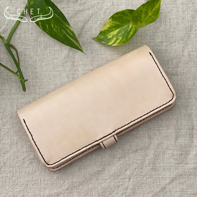 刻印無料】レザー長財布 牛ヌメ革 お札もコインもカードもたっぷり入る