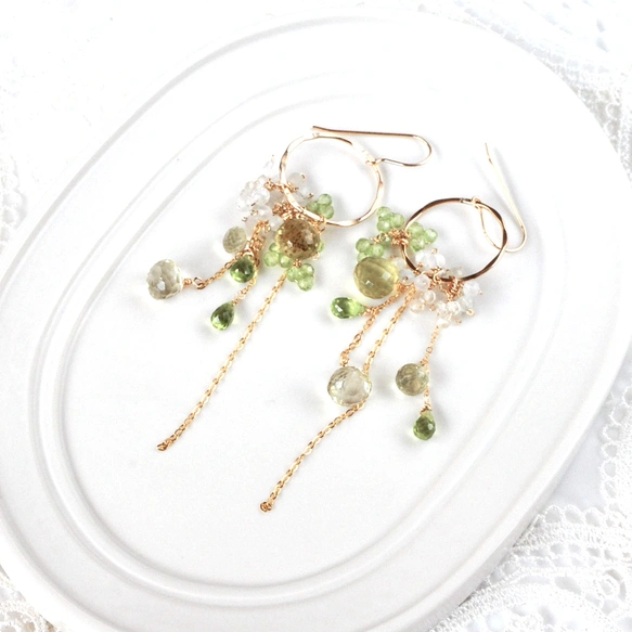 「Green Noteの香り」レモンクォーツとペリドットのリング14kgf