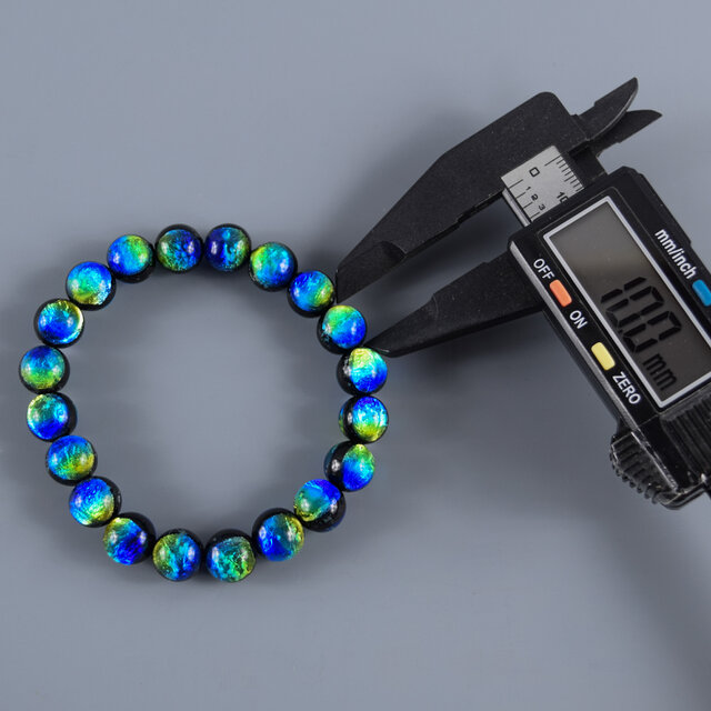 10mm 沖縄ケラママリン 琉球蛍石ガラス 腕輪 ブレスレット 数珠 蓄光