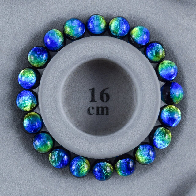 10mm 沖縄ケラママリン 琉球蛍石ガラス 腕輪 ブレスレット 数珠 蓄光