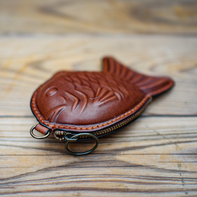 本革たい焼き小物入れ【赤銅色／しゃくどういろ】 | iichi 日々の