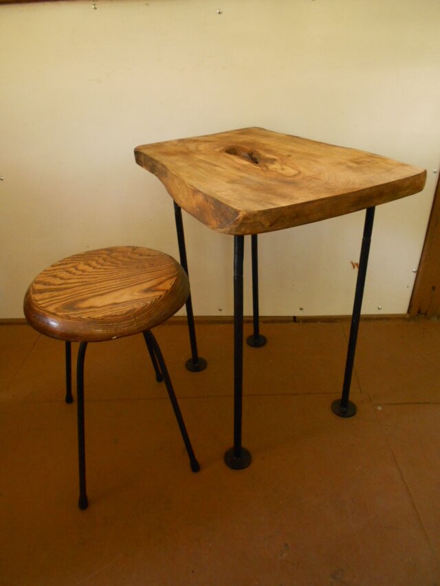 くるみの木アイアン   サイドテーブル  イスセット 07--27