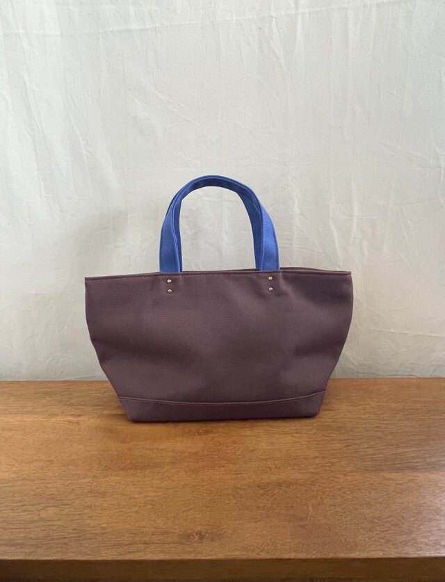 トートバッグ浅型✴︎あずき色×ロイヤルブルー