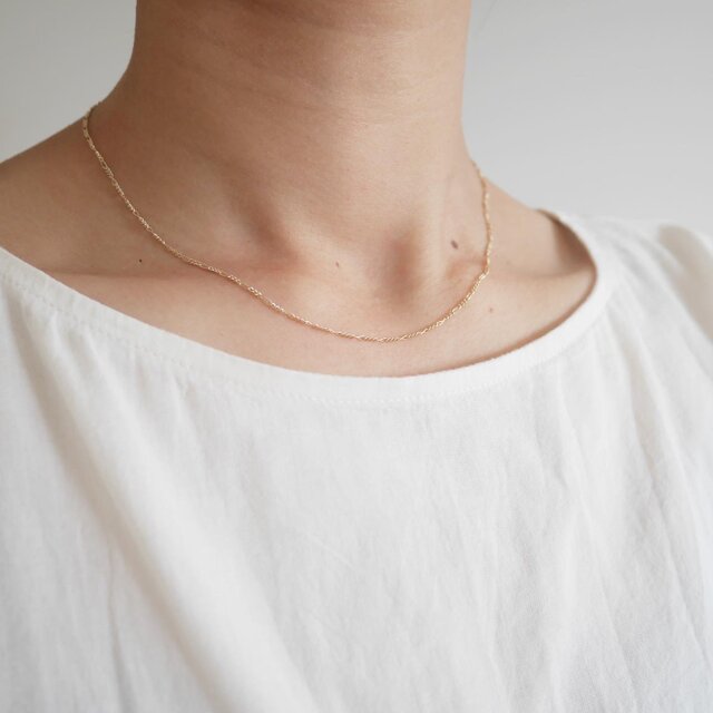 凪 ｜14kgf 極細 デザインチェーンネックレス 華奢 ゴールドチェーン
