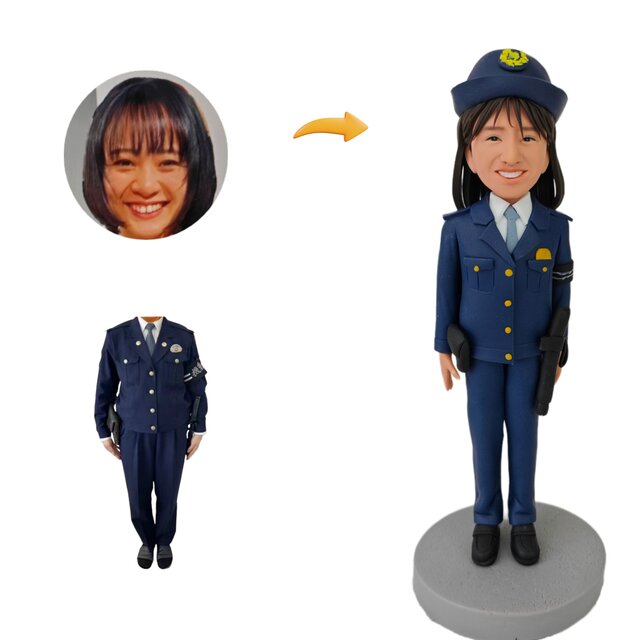警察、警部、警官 消防 上司 就職祝い、退職祝い、似顔絵 人形 オーダーメイド ドール オリジナル 肖像画　置物　フィギュア