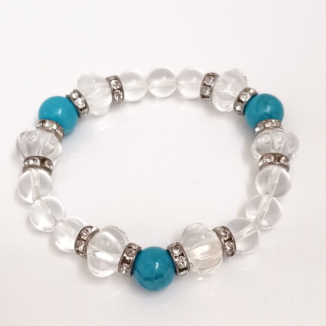 ターコイズと水晶ブレスレット