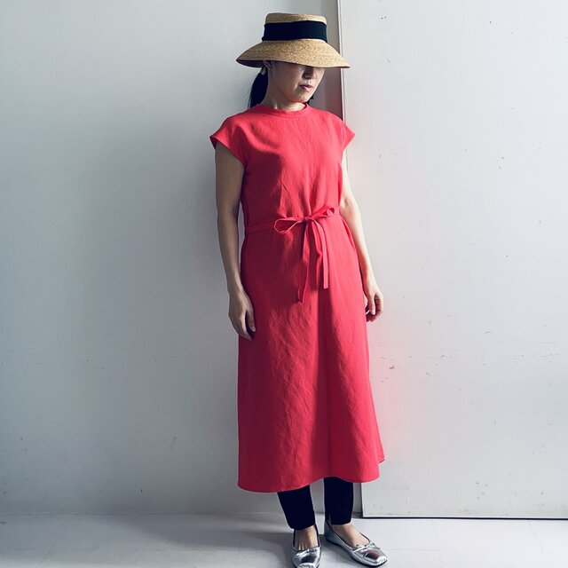 バックカシュクールワンピース(ポピーレッド)