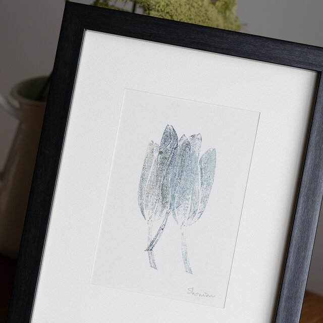 [原画] ボタニカルモノプリント チューリップ （版画）