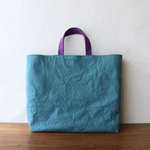 mグレープ×ターコイズ　浜松産帆布使用トートＬ【受注製作】