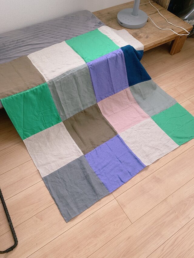 リネンパッチワークマルチカバー