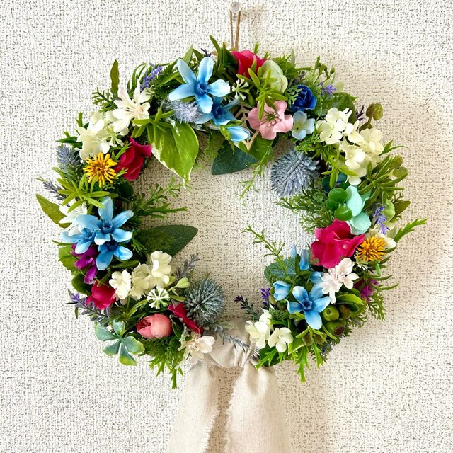 長いリボンが垂れ下がる＊風鈴型リース【B】 | iichi 日々の