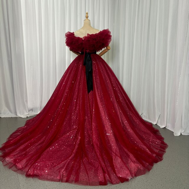 美品　カラードレス　ウェディング オフショルダー ボルドー 上品！ カラードレス ボルドー色 2waysドレス 取り外しオフショルダー