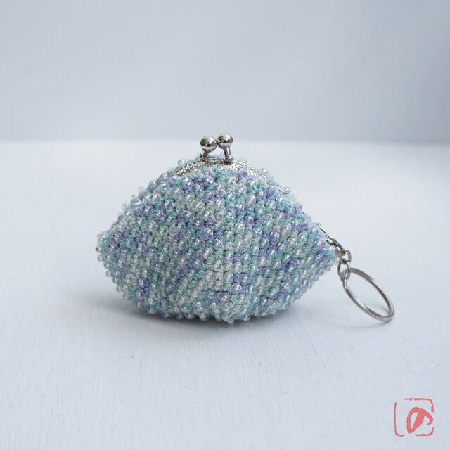 ばあば ⁛ つぶつぶガラスビーズのちびがま口（風涼し ・2084）