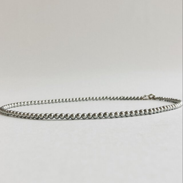 貝ベビーパールショートネックレス/約3mm約38cm+5cm/シルバーグレー/R/made in japan