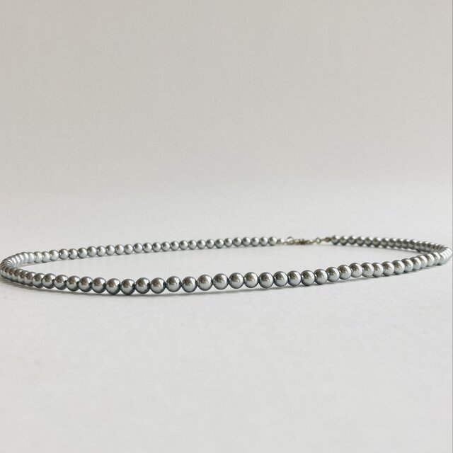 貝ベビーパールネックレス/4mm約43cm+5cm/グレー/R/made in japan