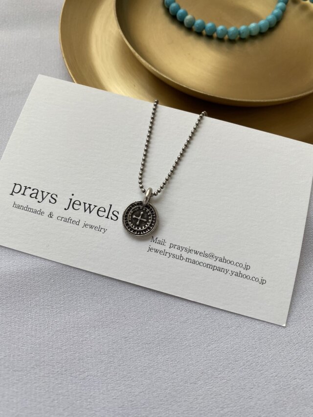 アンティークテイストクロスコインモチーフネックレス　約46ｃｍ