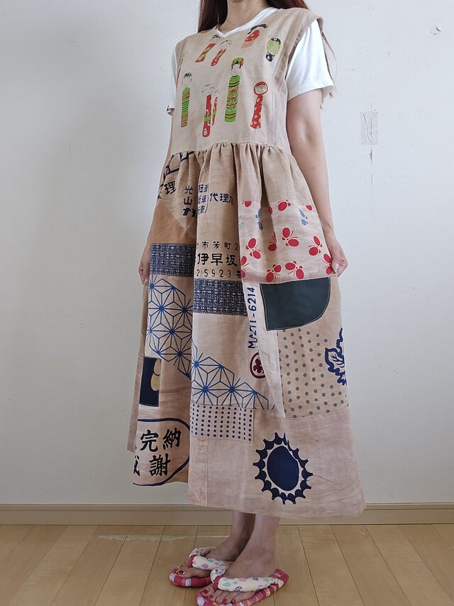 着物リメイク ハンドメイド 柿渋染め ジャンパースカート | iichi 日々