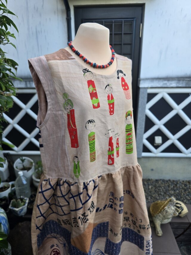着物リメイク ハンドメイド 柿渋染め ジャンパースカート | iichi 日々