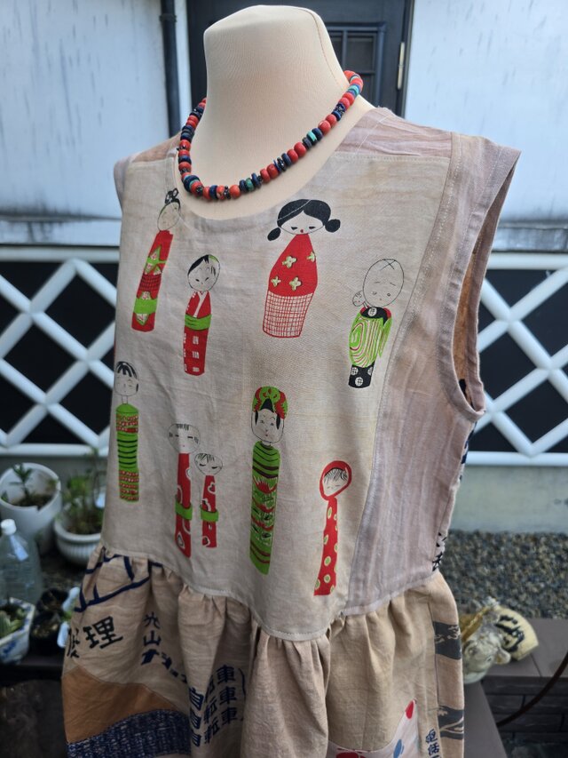 刺し子柿渋フーディー パーカー襤褸ハンドメイド古布リメイク め1130古布リメイク木綿襤褸手拭い柿渋染刺し子ジップアップパ－カー