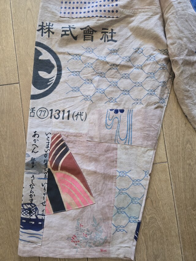 着物リメイク ハンドメイド 柿渋染め てぬぐい パンツ | iichi 日々の